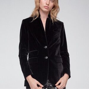RAG & BONE Rona Black Velvet Boyfriend Fit Blazer, size 00